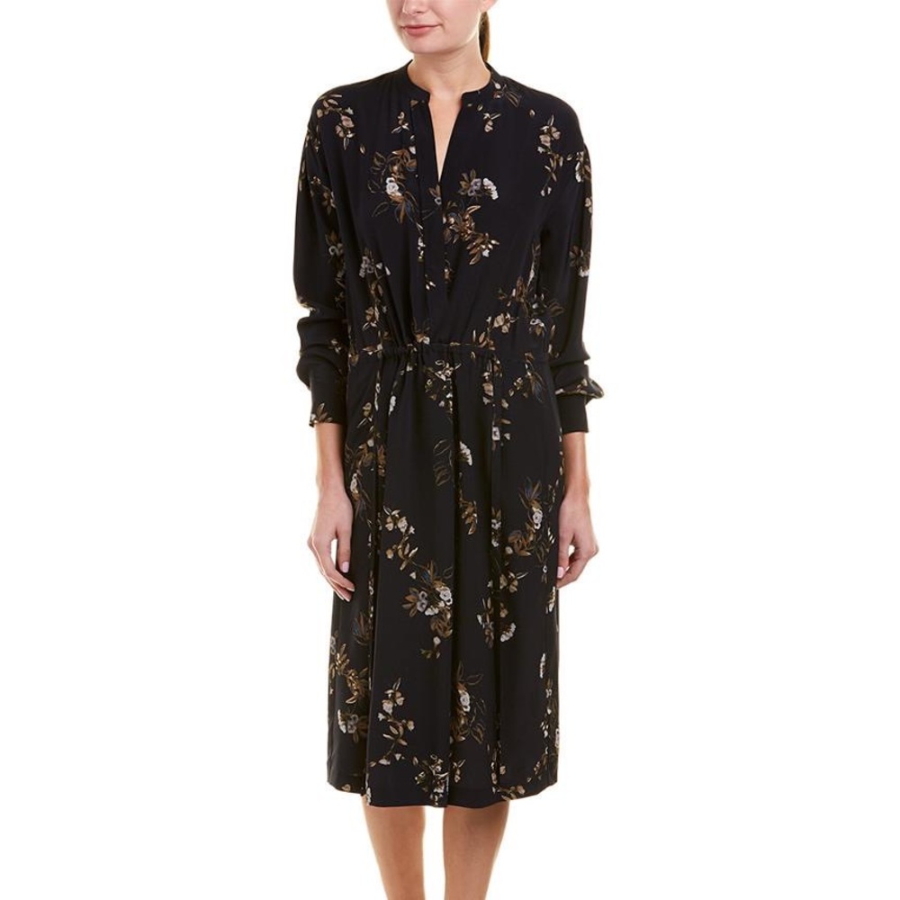 Spaced Floral-print Tie-waist Shirtdress In Coastal // size M